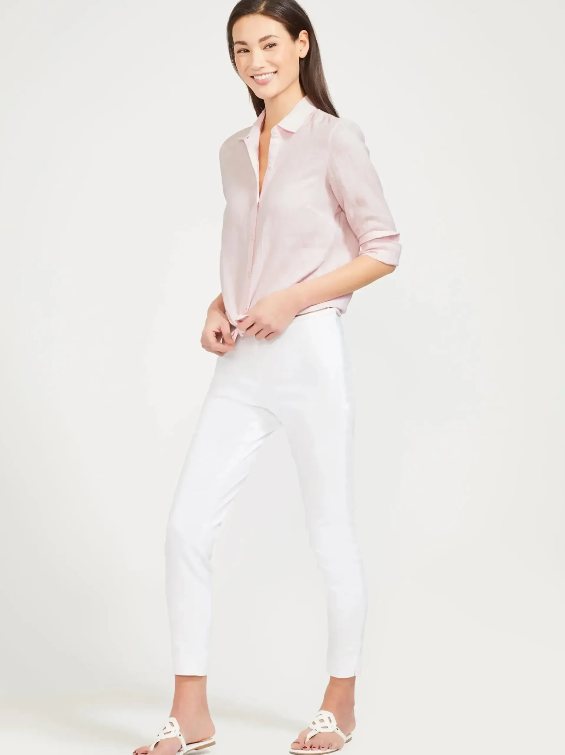 J.McLaughlin Britt Linen Shirt LightPink Outlet