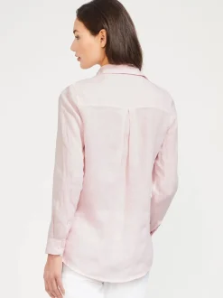 J.McLaughlin Britt Linen Shirt LightPink Outlet