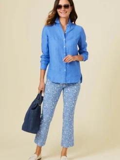 J.McLaughlin Britt Linen Shirt FrenchBlue Fashion