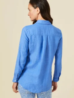 J.McLaughlin Britt Linen Shirt FrenchBlue Fashion