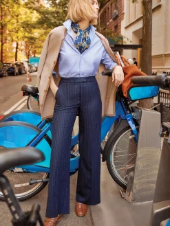 J.McLaughlin Broderick Pants in Pinstripe Navy/White Outlet