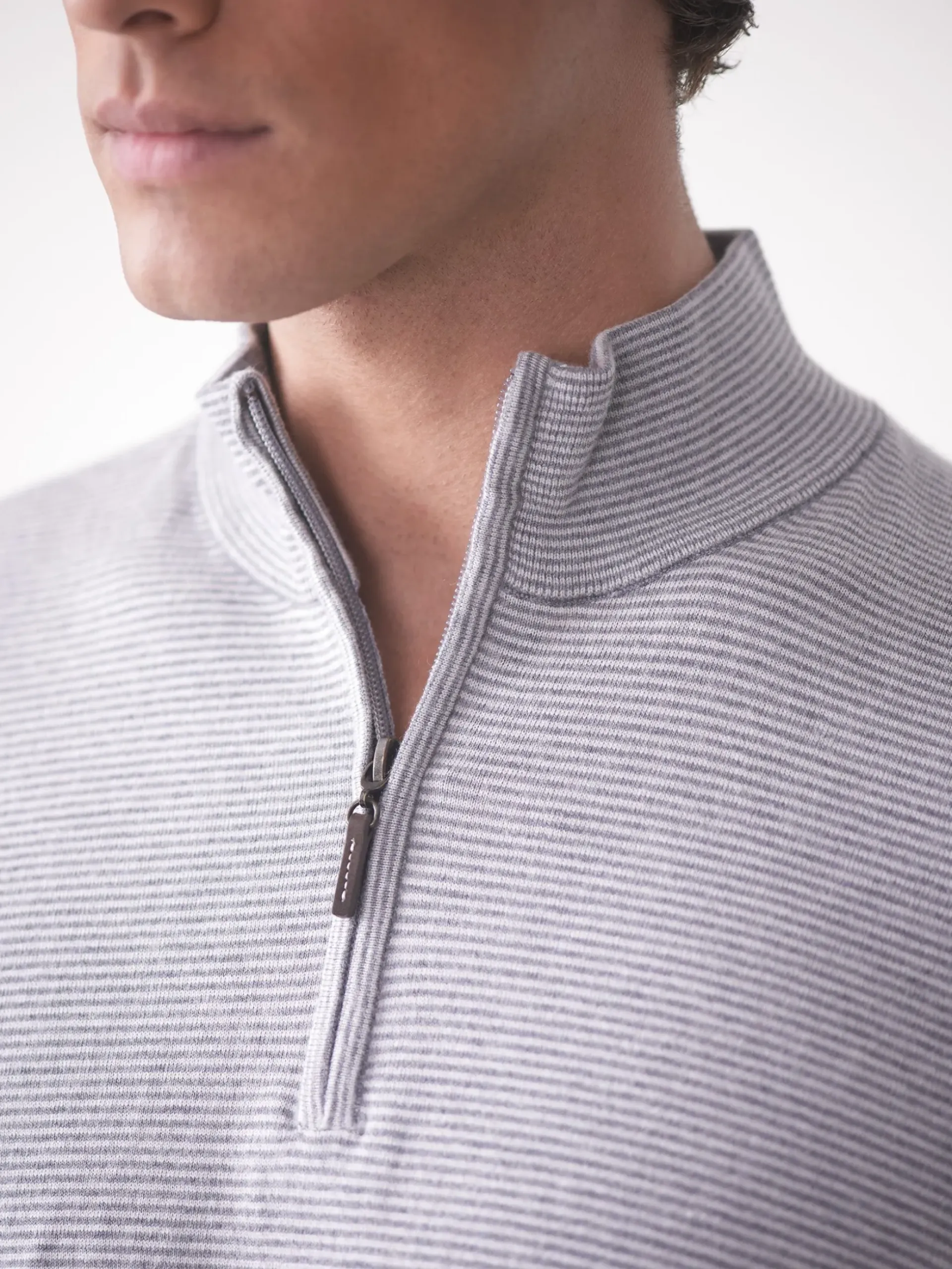J.McLaughlin Brookhaven 1/4 Zip Sweater in Stripe Gray/LightGray Outlet