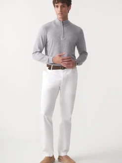 J.McLaughlin Brookhaven 1/4 Zip Sweater in Stripe Gray/LightGray Outlet