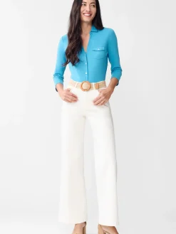 J.McLaughlin Brynn Lyford Jersey Shirt MayaBlue Sale