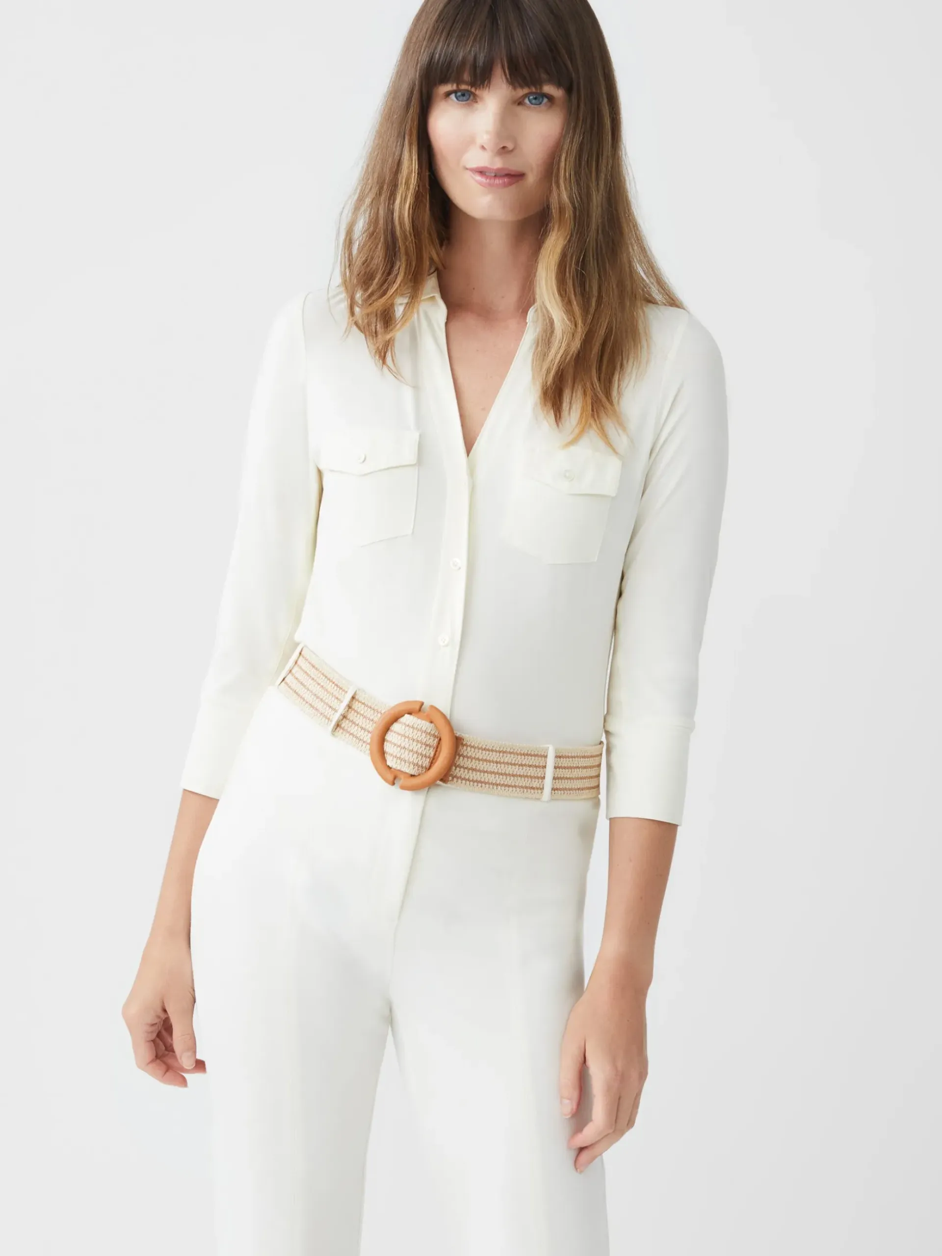 J.McLaughlin Brynn Lyford Jersey Shirt OffWhite Clearance