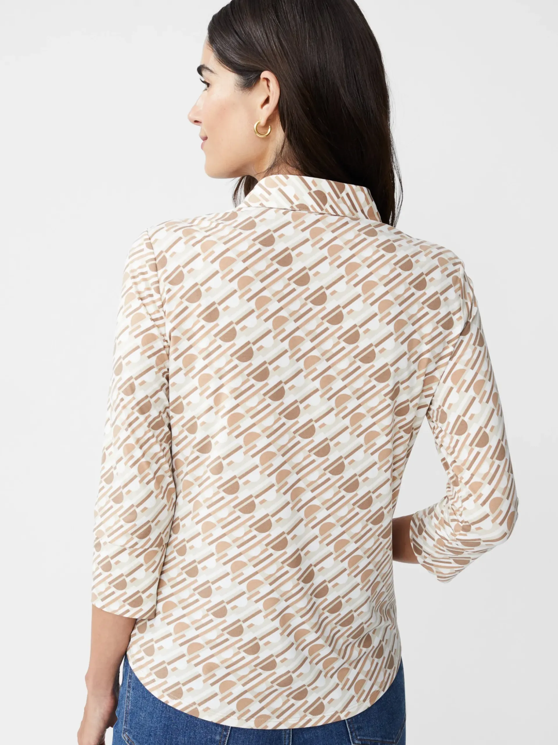 J.McLaughlin Brynn Lyford Jersey Shirt in Nine Iron OffWhite/Tan Hot