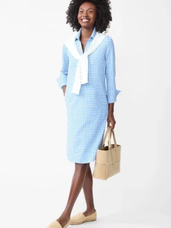 J.McLaughlin Cagney Dress in Neo Sugar Cane MediumBlue/OffWhite Best