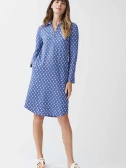 J.McLaughlin Cagney Dress in Sussex Interlock DarkBlue/Blue Hot