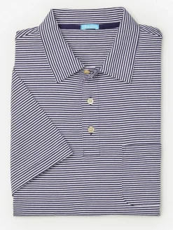 J.McLaughlin Callahan Cotton Polo in Stripe AbyssBlue/White Online