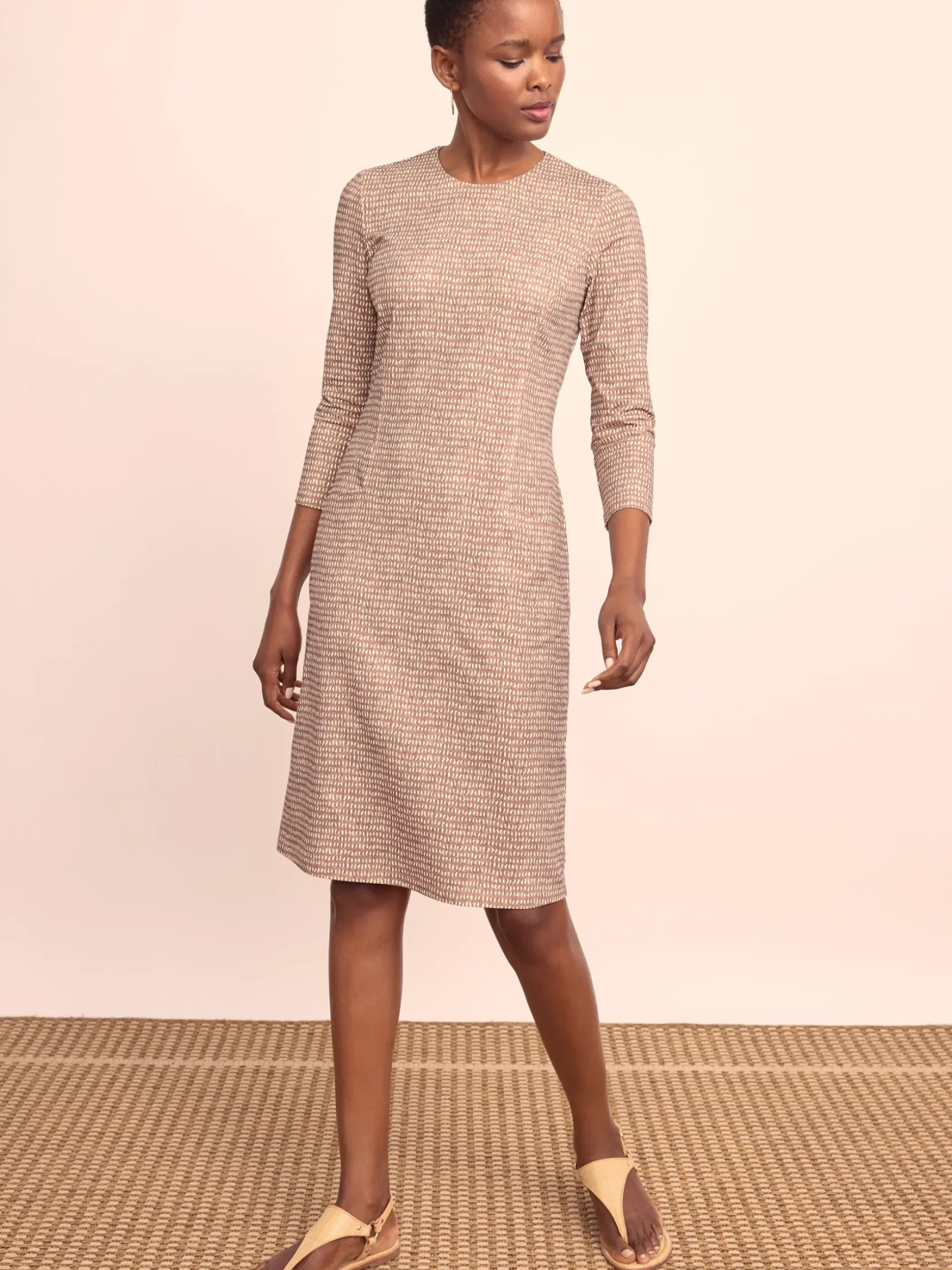 J.McLaughlin Catalyst Dress in Abstract Order Khaki/Cream Best