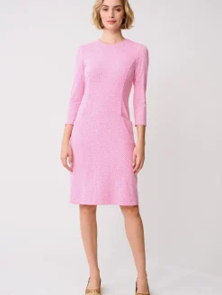 J.McLaughlin Catalyst Dress in Textured Raffia Pink/White Outlet