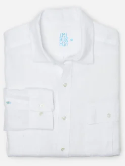 J.McLaughlin Christos Classic Fit Linen Shirt white Sale