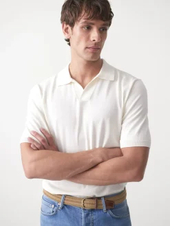 J.McLaughlin Cillian Polo Sweater EgretWhite Hot