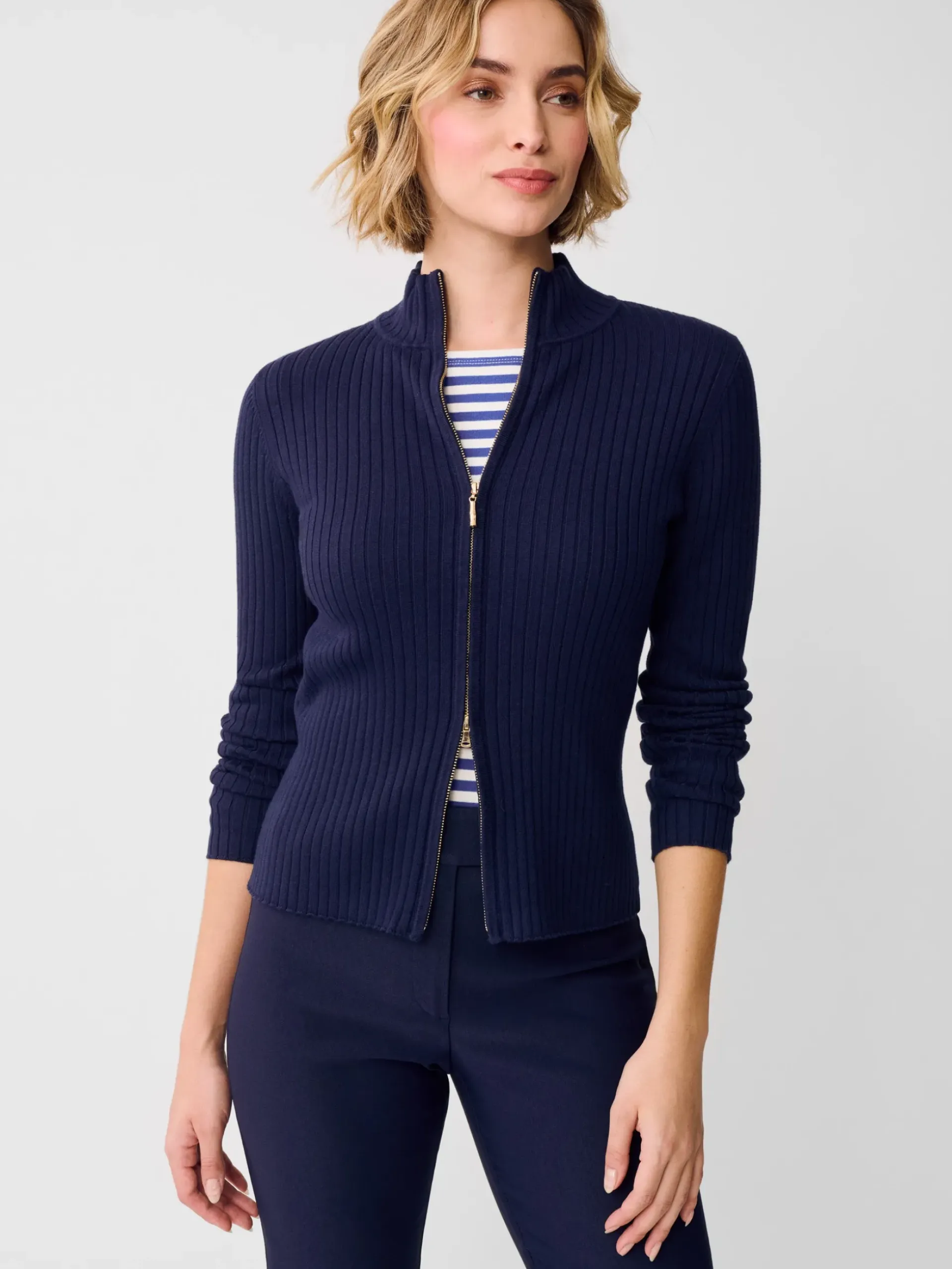 J.McLaughlin Clemence Zip Cardigan Navy Best