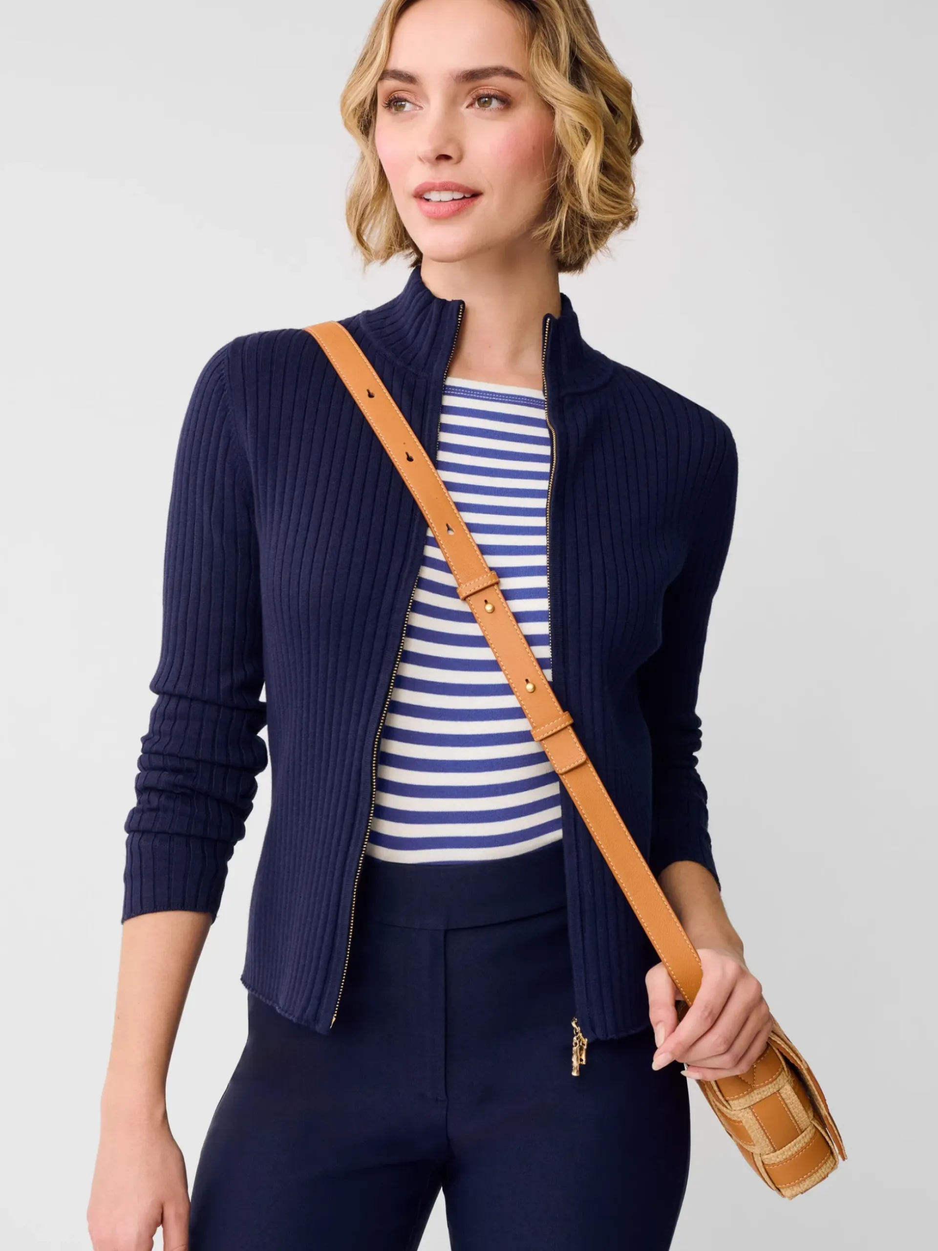 J.McLaughlin Clemence Zip Cardigan Navy Best