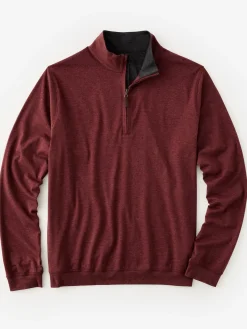 J.McLaughlin Clermont Cotton 1/4 Zip HeatherBurgundy Clearance