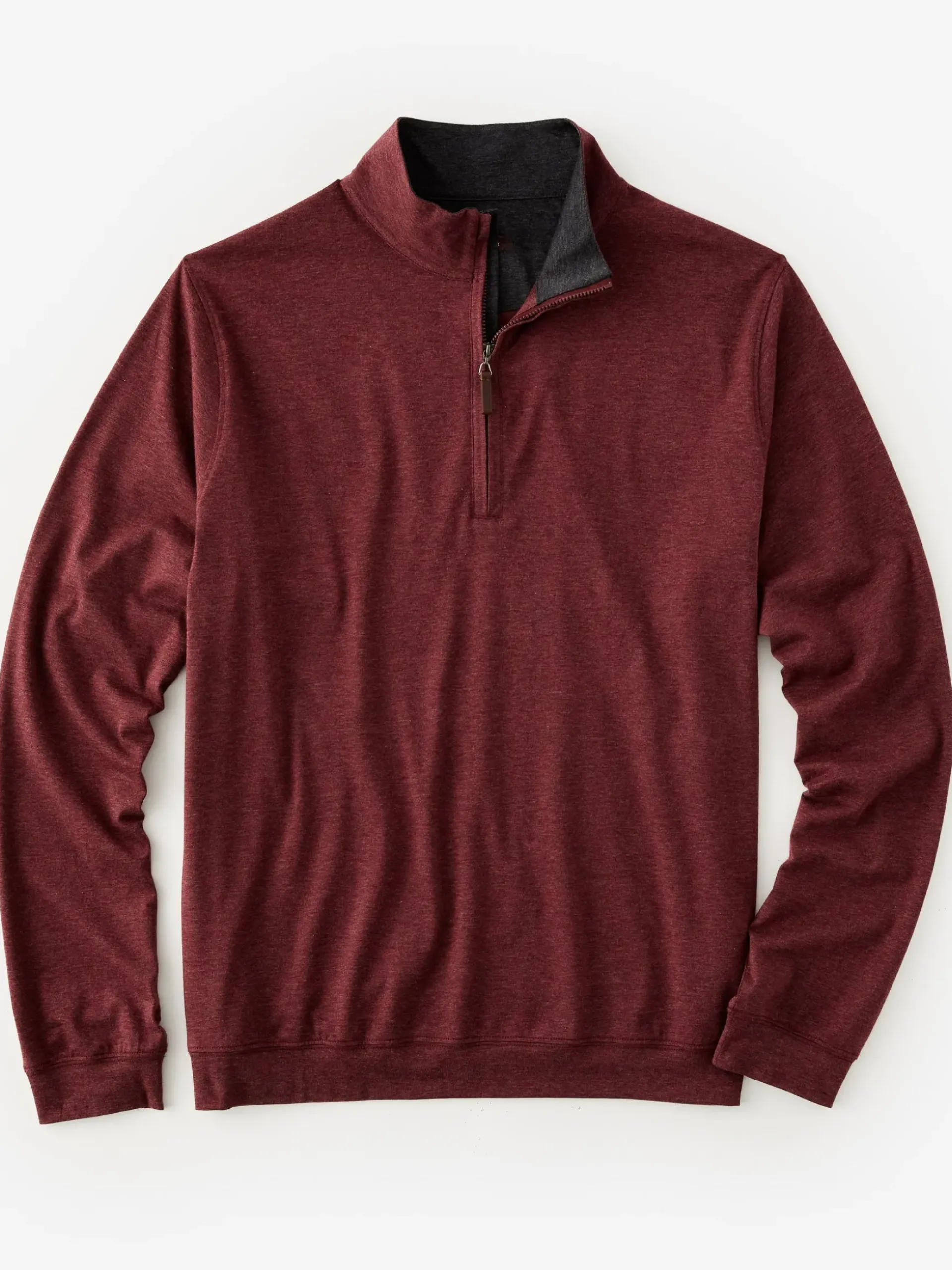 J.McLaughlin Clermont Cotton 1/4 Zip HeatherBurgundy Clearance