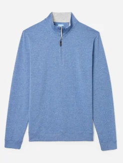 J.McLaughlin Clermont Cotton 1/4 Zip HeatherLightDenim Online