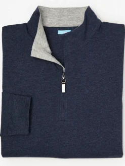J.McLaughlin Clermont Cotton 1/4 Zip HeatherNavy Hot