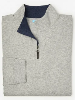 J.McLaughlin Clermont Cotton 1/4 Zip HeatherGrey Clearance
