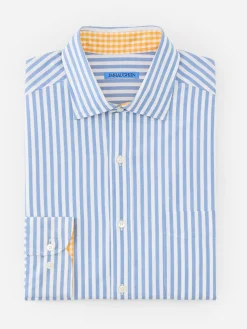 J.McLaughlin Club Classic Fit Shirt in Bengal Stripe Blue/White Outlet
