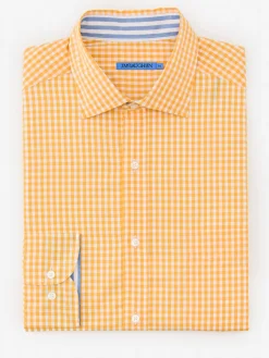 J.McLaughlin Club Classic Fit Shirt in Gingham Yellow/White Outlet