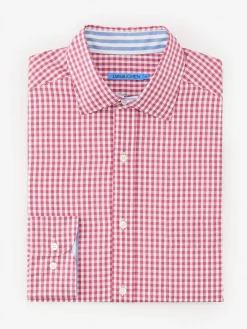 J.McLaughlin Club Classic Fit Shirt in Gingham Red/White Outlet