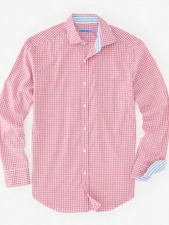 J.McLaughlin Club Classic Fit Shirt in Gingham Red/White Outlet