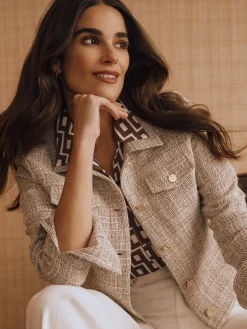 J.McLaughlin Colby Tweed Jacket Taupe/Multi Discount