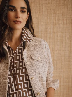 J.McLaughlin Colby Tweed Jacket Taupe/Multi Discount