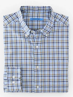 J.McLaughlin Collis Classic Fit Shirt in Check Navy/Brown/LightBlue Online