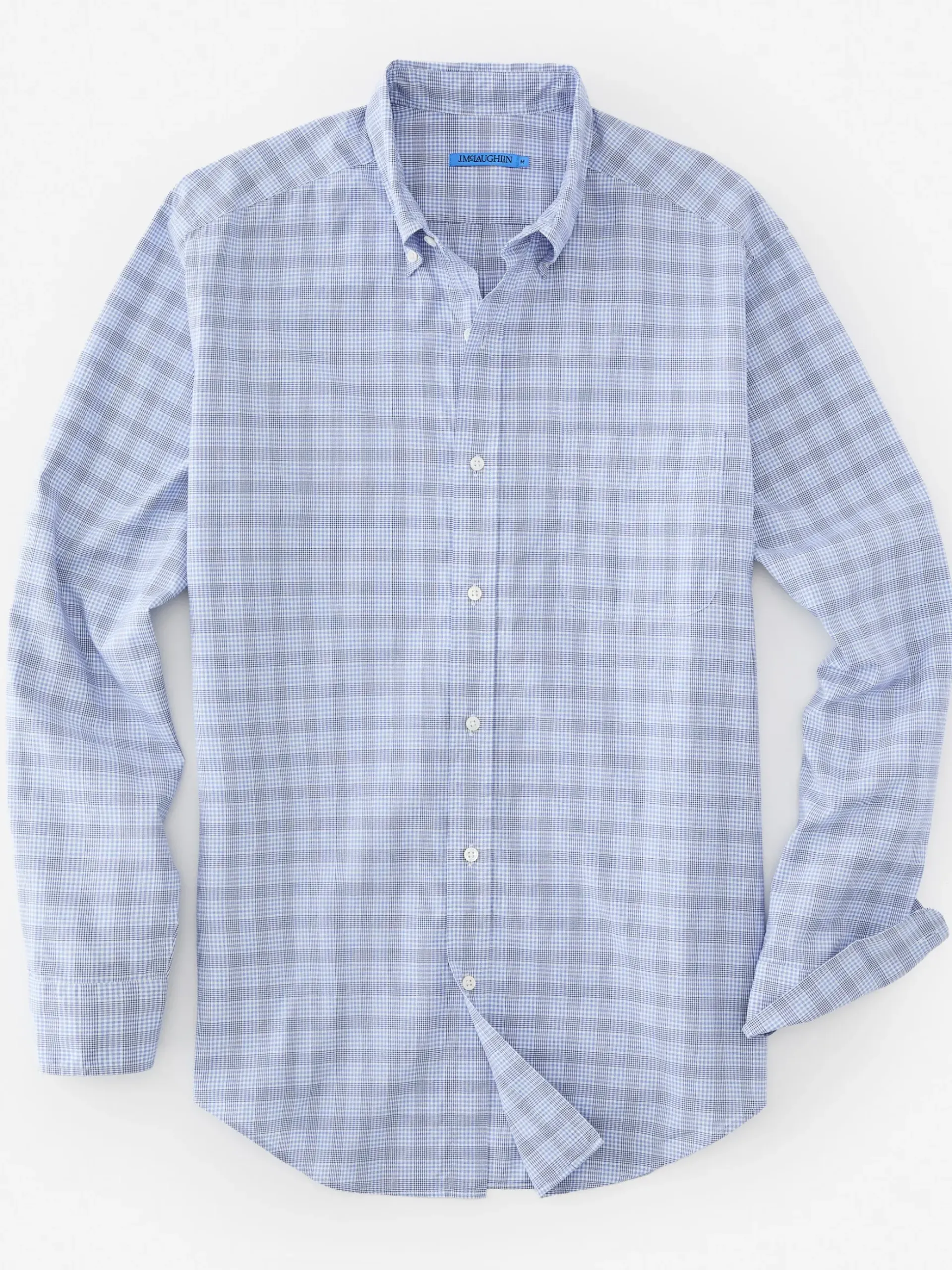 J.McLaughlin Collis Classic Fit Shirt in Glen Plaid White/Blue/Navy Sale