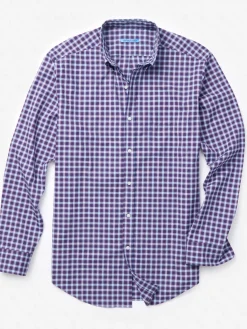 J.McLaughlin Collis Classic Fit Shirt in Mini Window Pane Red/Navy/LightBlue Best