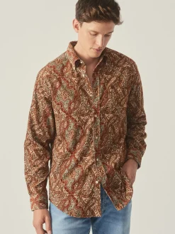 J.McLaughlin Collis Classic Fit Shirt in Paisley Brown/Burgundy/Tan Best