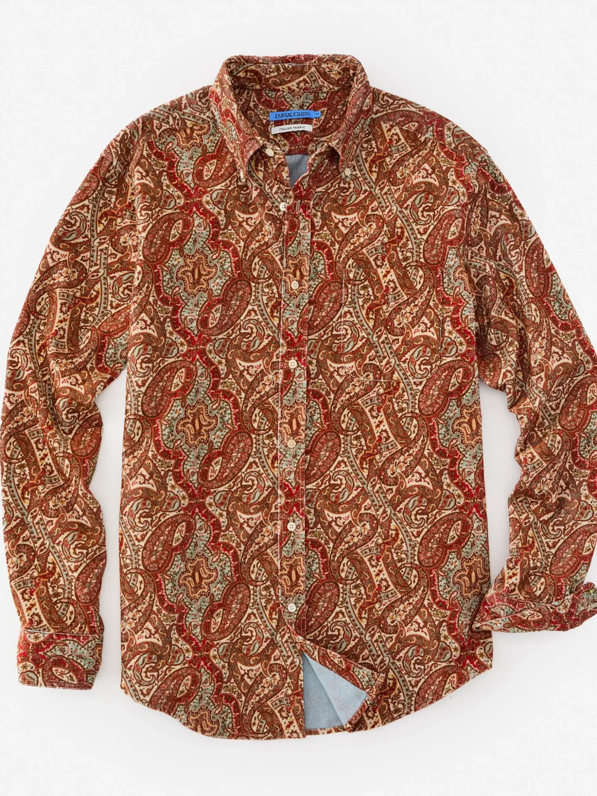 J.McLaughlin Collis Classic Fit Shirt in Paisley Brown/Burgundy/Tan Best