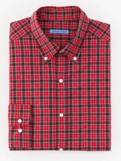 J.McLaughlin Collis Classic Fit Shirt in Plaid Navy/Green/Red Discount