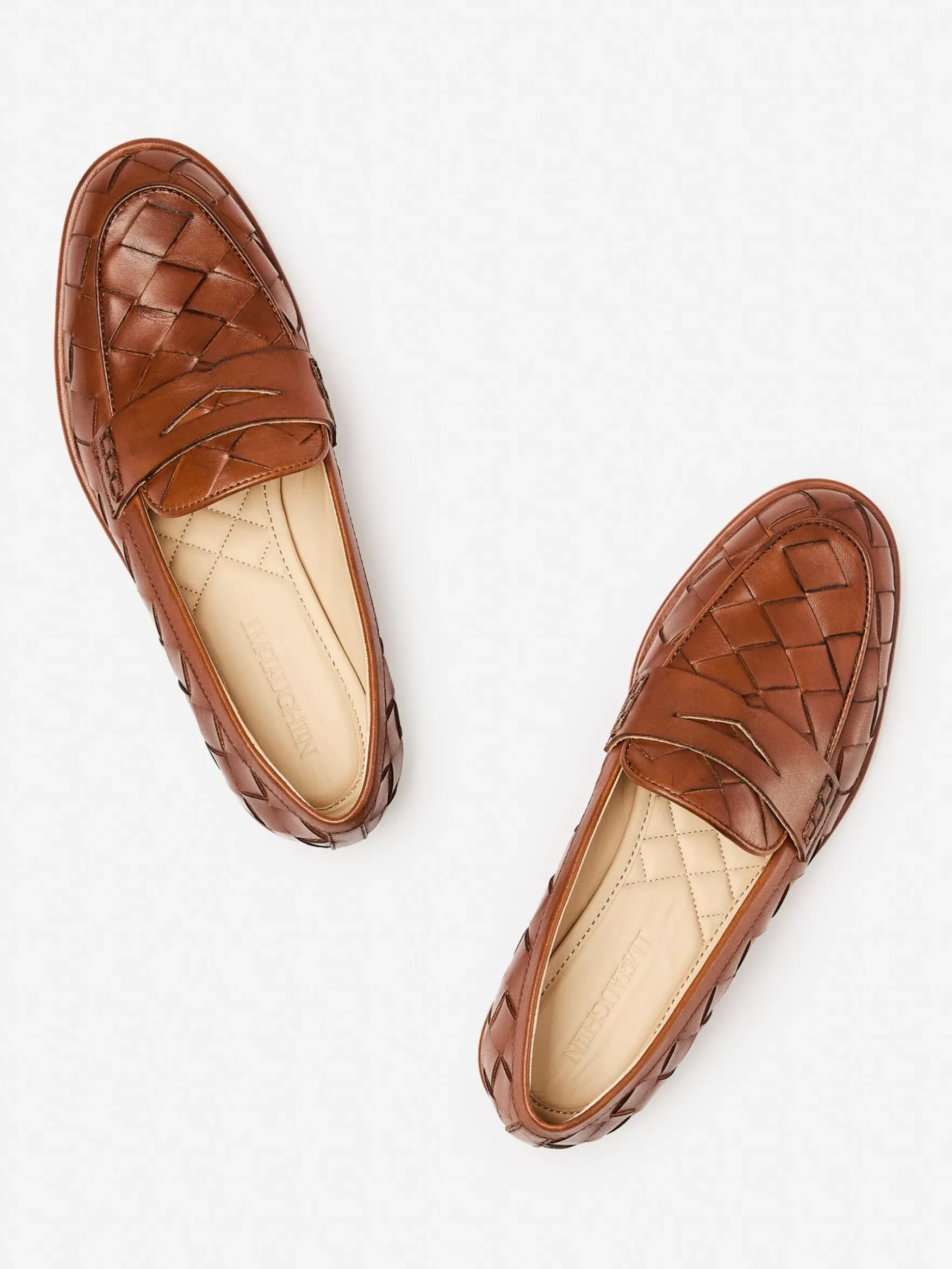 J.McLaughlin Concetta Woven Leather Loafers Saddle Hot