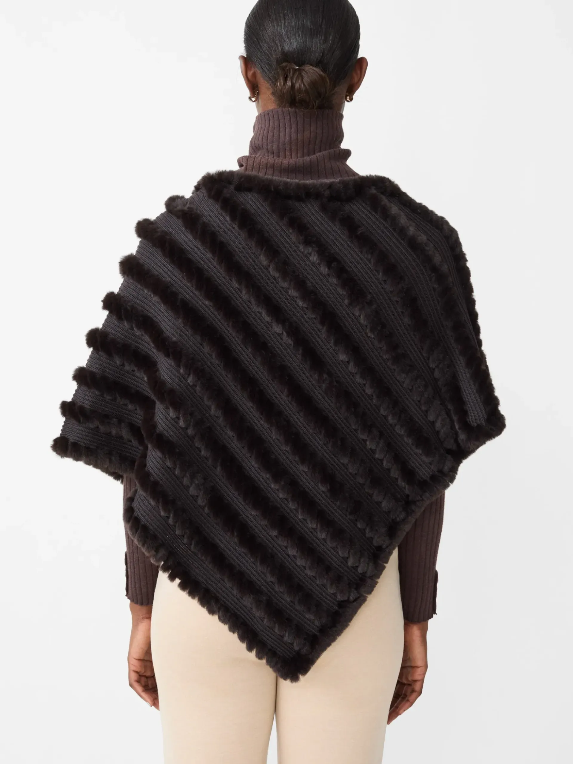 J.McLaughlin Cortina Faux Fur Poncho DarkBrown Online