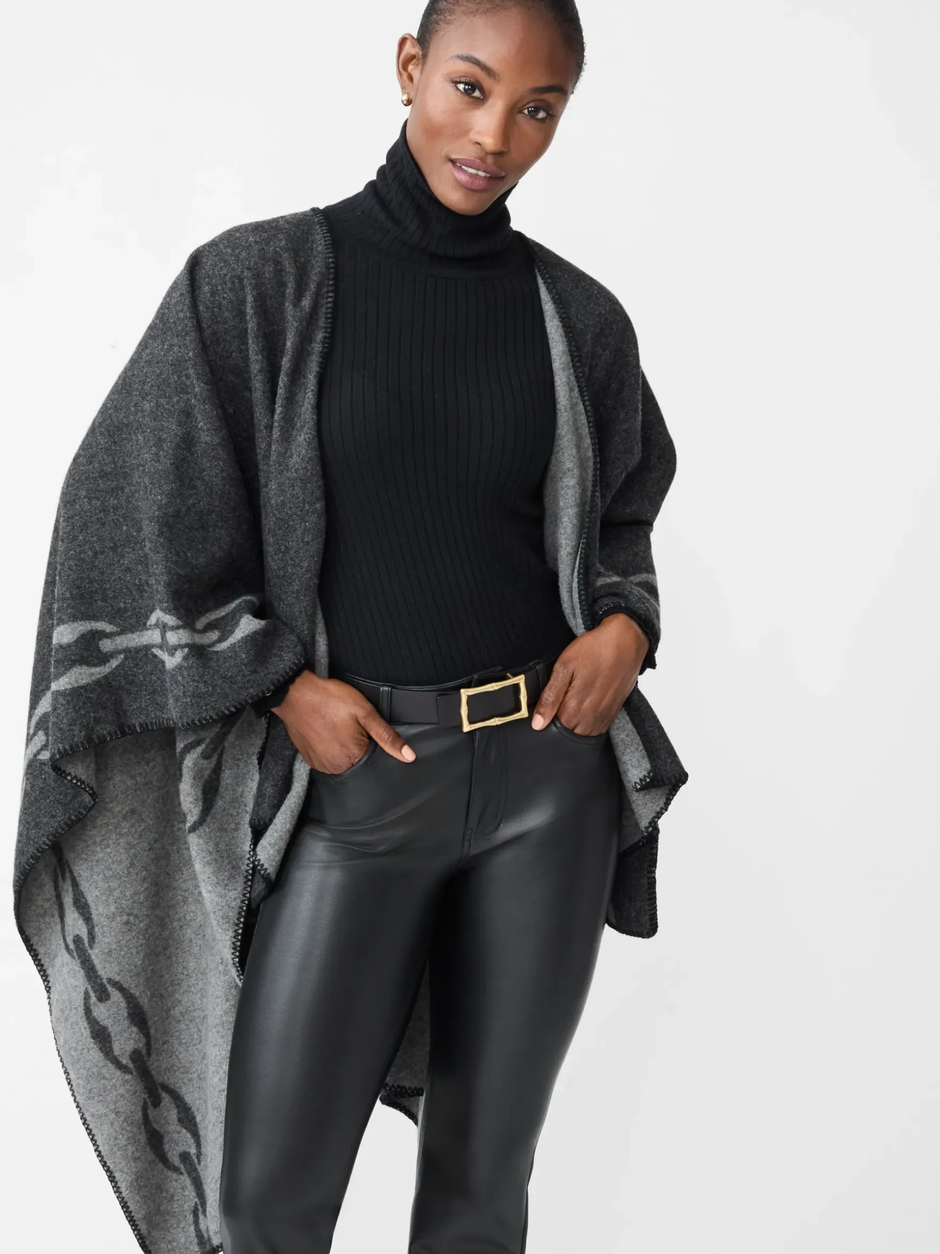J.McLaughlin Cosima Reversible Wrap in Chain Jacquard Gray Clearance