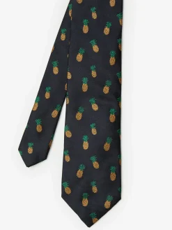 J.McLaughlin Cotton Silk Tie in Pineapple Navy Outlet
