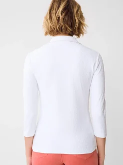J.McLaughlin Court 3/4 Sleeve Polo in Riptide Jacquard White Clearance