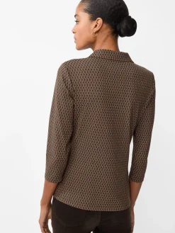 J.McLaughlin Court 3/4 Sleeve Polo in Rubiks Check Brown/Olive Discount
