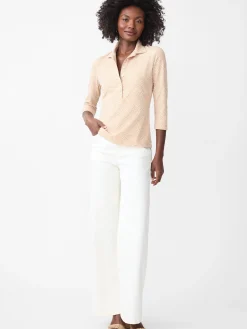 J.McLaughlin Court 3/4 Sleeve Polo in Volley White/Tan Hot