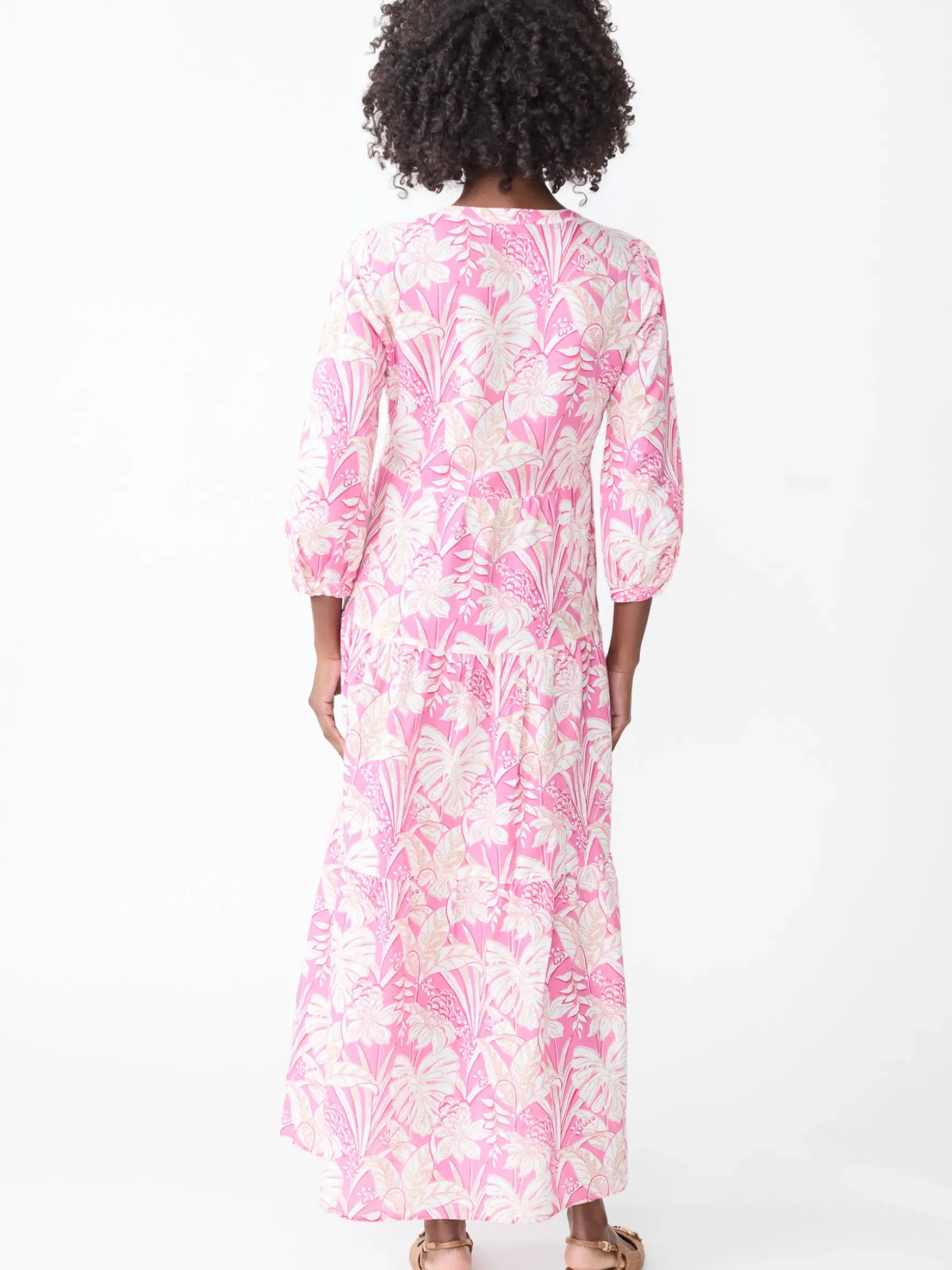 J.McLaughlin Cunningham Dress in Field Blooms Pink/White/Orange Hot