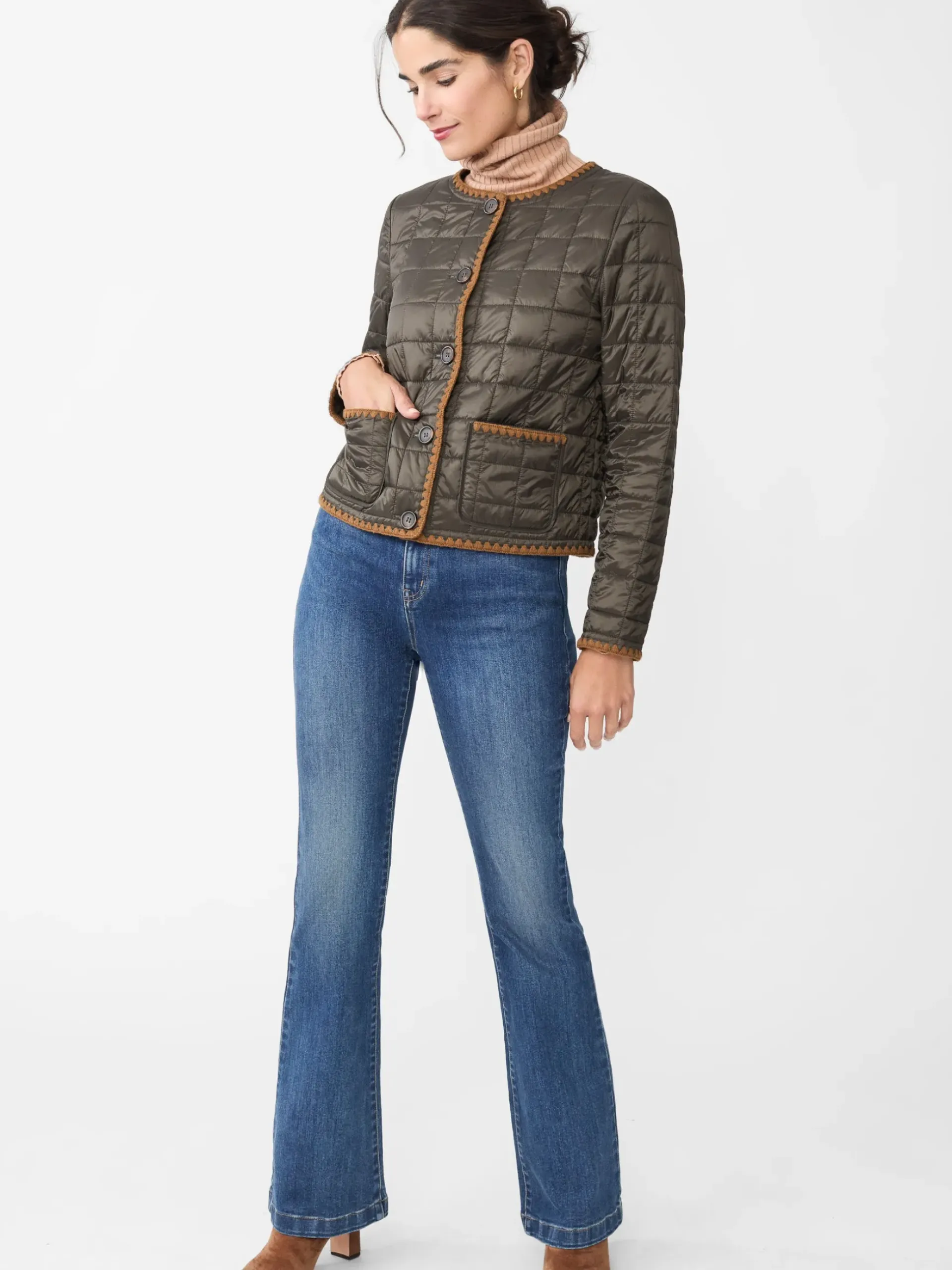 J.McLaughlin Danica Puffer Jacket DarkOlive Fashion