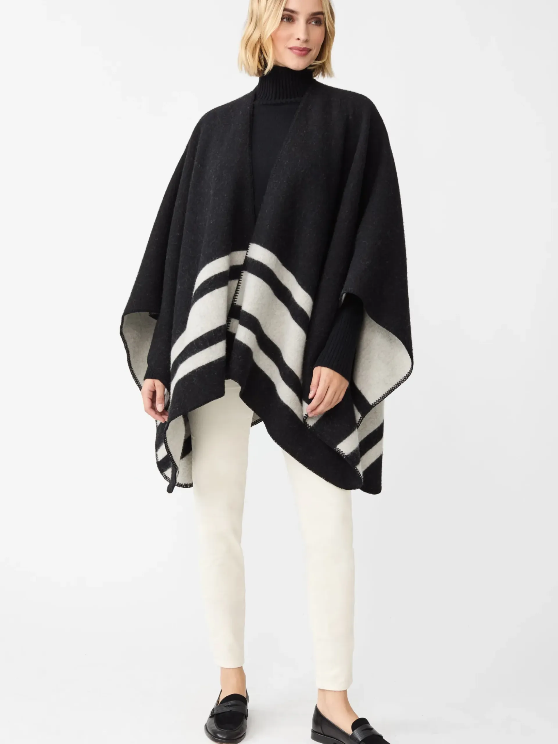 J.McLaughlin Deanna Reversible Wrap in Color Block Black/OffWhite Hot