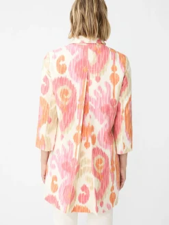 J.McLaughlin Deirdre Coat in Ikat Swirl Orange/Pink/Taupe Best