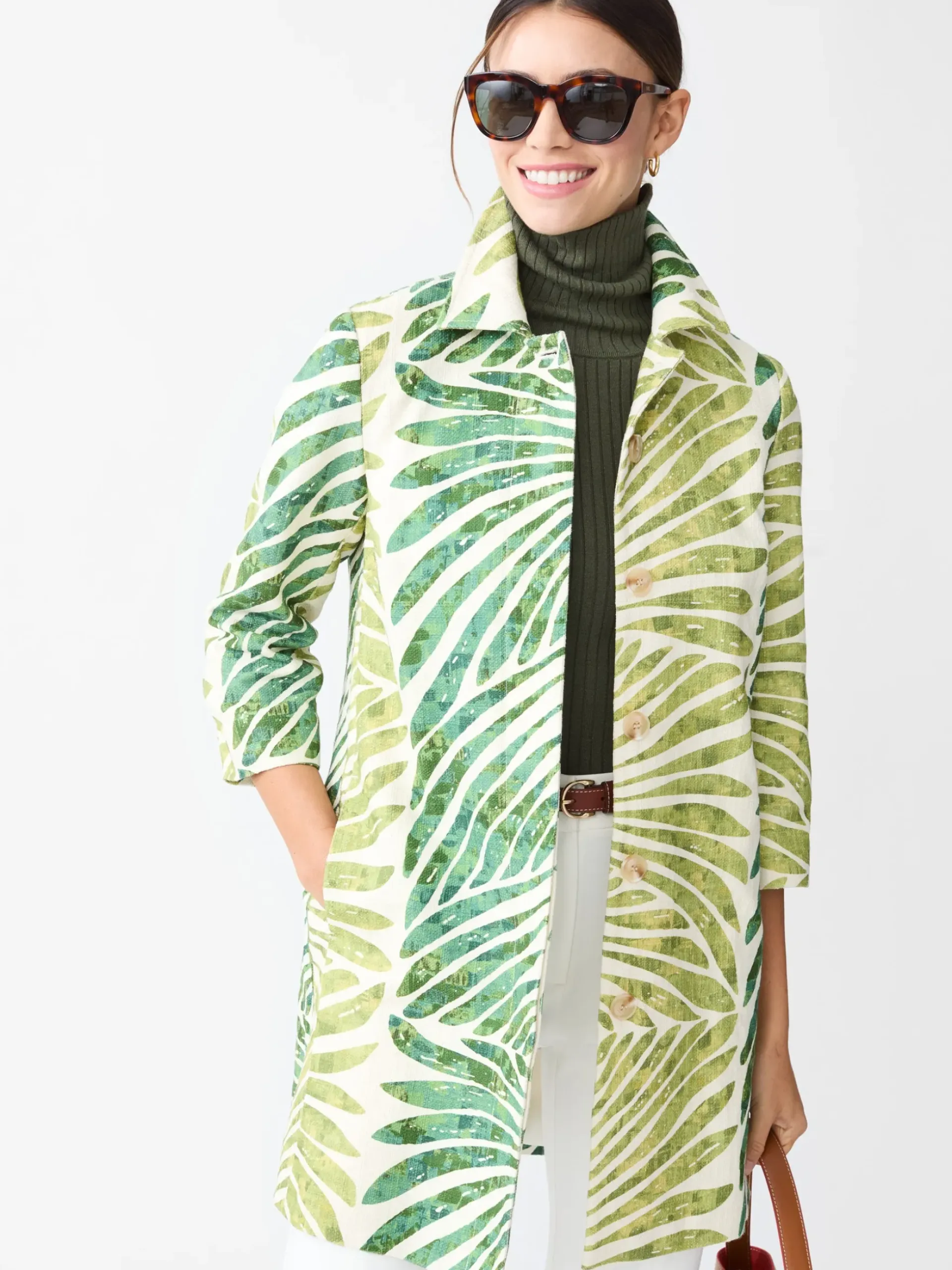 J.McLaughlin Deirdre Coat in Textured Grand Palm Green Best