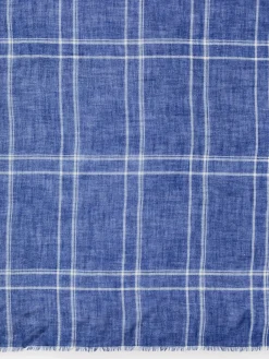 J.McLaughlin Del Mar Scarf in Window Pane OffWhite/Denim New
