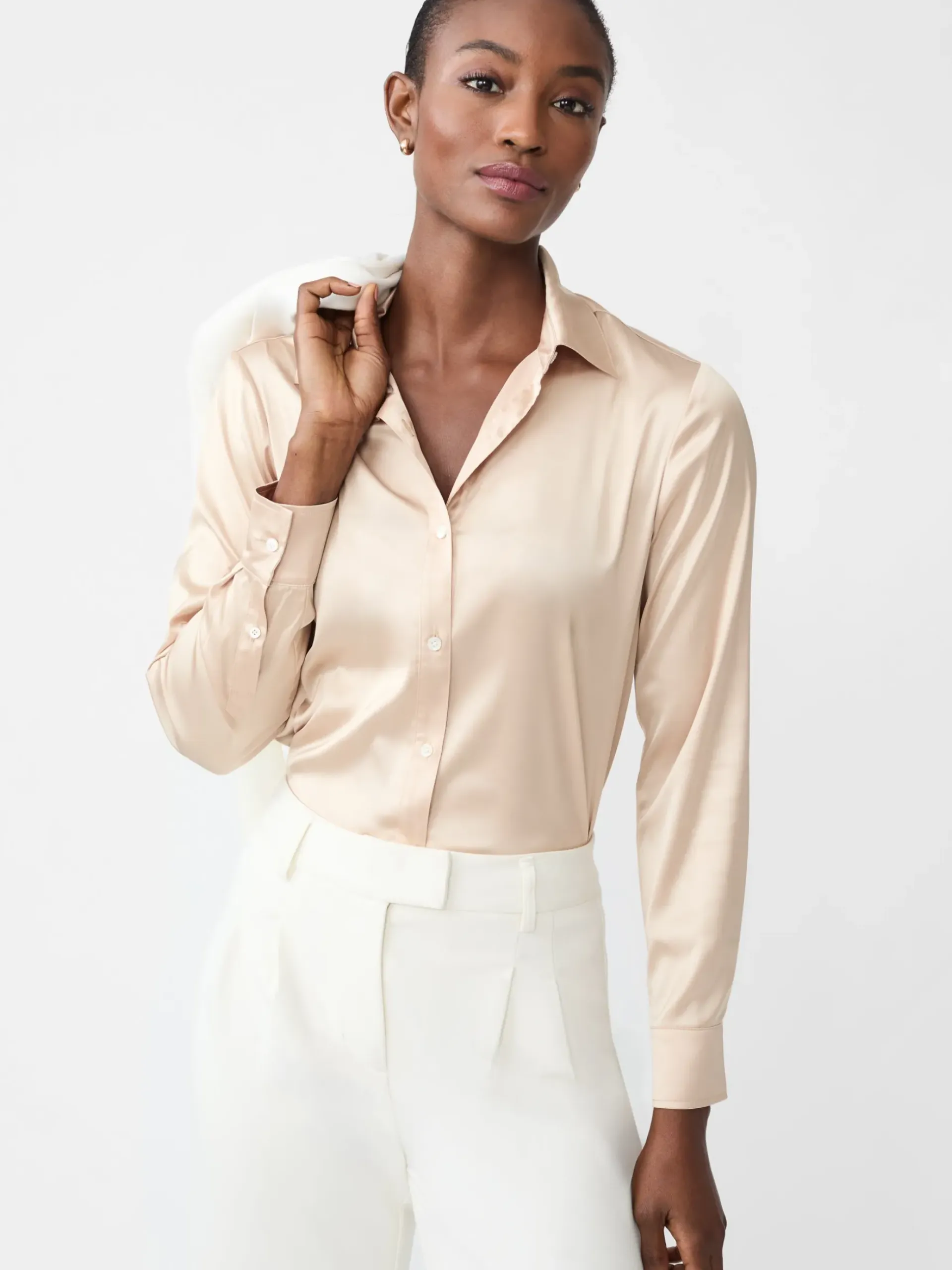J.McLaughlin Denver Satin Shirt NewGold Hot